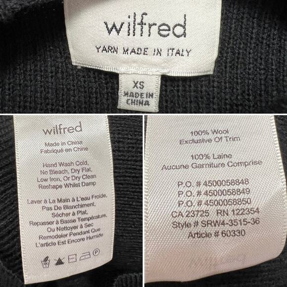 Aritzia Wilfred Open Back Wool Sweater SIZE XS Black Keyhole Cutout ITALIAN YARN - Picture 3 of 8